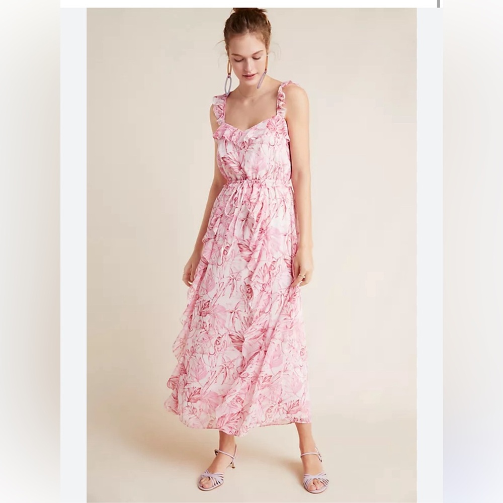 Gal meet glam for Anthropologie pink floral dress
